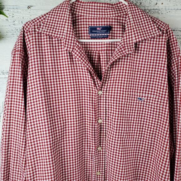 Vineyard Vines Red Plaid Classic Fit Tucker Shirt XL Long Sleeve Button Down - Picture 4 of 6
